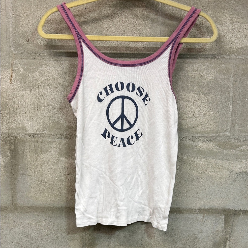 American Eagle Outfitters White and Purple Tank Top